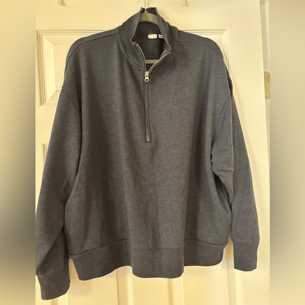 GAP Heather Blue Quarter Zip-Up Sweater